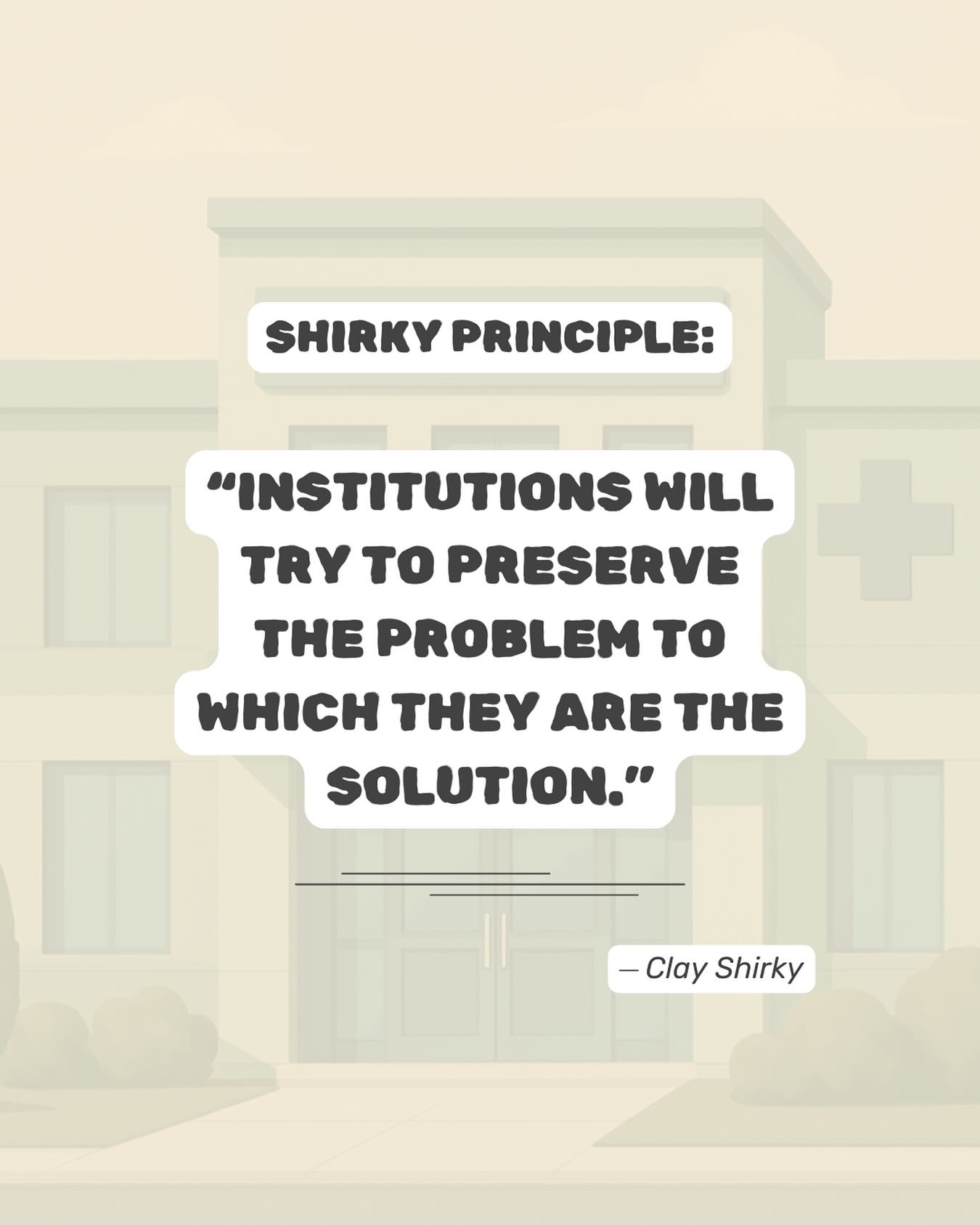 Thank you to the organisers and presenters at the AD4E Online Festival on Friday. 

We were invited to question whether a ‘diagnosis and disorder’ model in mental health is the best method for understanding people’s distress and for helping them with their suffering. We also thought about why this model is so prolific, and the structures/ institutions that may sustain this as the dominant narrative and culture of care.

Important questions, a lot to think about, and over the weekend, I was also remembering this principle from the American writer, Clay Shirky:

“Institutions will try to preserve the problem to which they are solution”

@adisorder4everyone @johann.hari #ad4efestival25 #adisorder4everyone