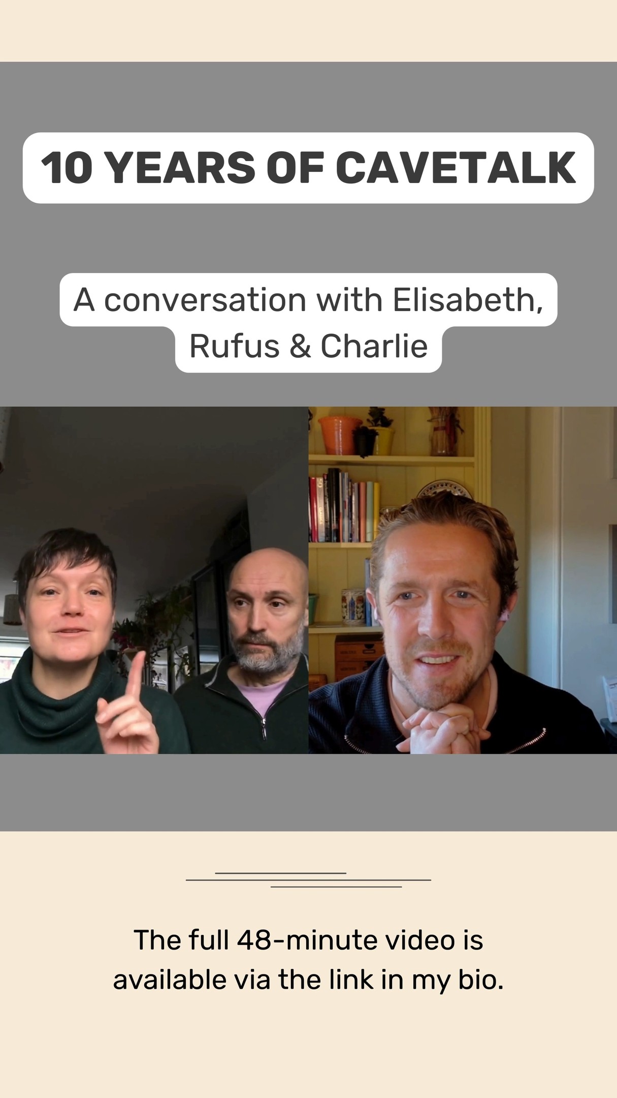 This month marks ten years since we began CAVEtalk - an international, monthly peer support and supervision space for people working with voice-hearers, grounded in compassionate and creative approaches.

To mark the anniversary, we (Elisabeth Svanholmer, Rufus May, and Charlie Heriot-Maitland) sat down for a recorded three-way conversation, reflecting on how the group began, how it has evolved, and what we’ve learned along the way.

In the conversation, we revisit the original spark that led to CAVEtalk, share what has surprised us most over the past decade, and reflect on where compassion has made the biggest difference - both in our work with voices and in the supervision space itself.

We also look ahead, sharing our hopes for the next ten years, and end with some more personal reflections, including what “caves” evoke for us as a metaphor for this work.

The full 48-minute video is available via the link in my bio.